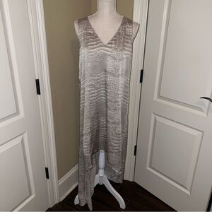 BCBGMaxAzria Satin High Low Animal Print Tan Avery Dress Women XS Sleeveless